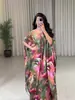Moda Feminina Transfronteiriça Nova Coleção Primavera/Verão 2025 para Plataformas de E-commerce Independentes e Amazon: Robe Caftan Estampado Vestido de Noite