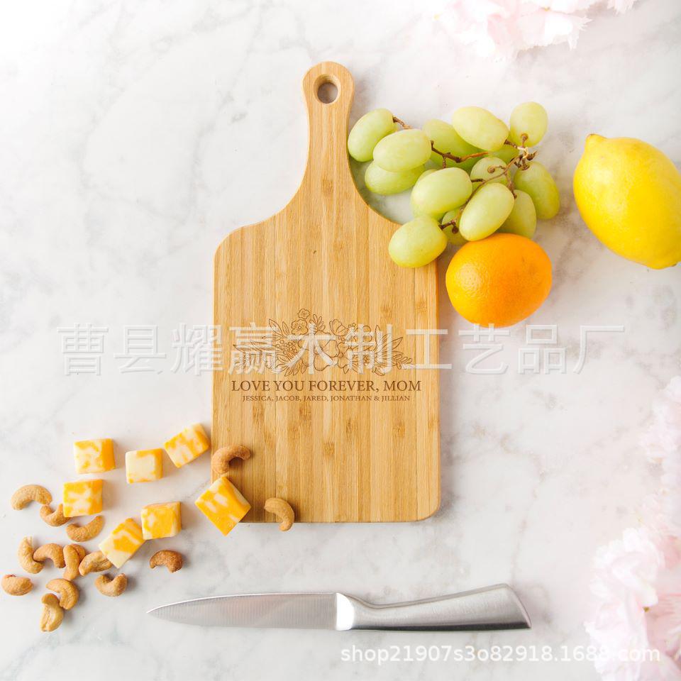 橡胶木把手砧板切菜板家用厨房牛排面包板便携烧烤案板BSCI