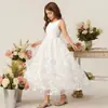 Novo Traje Formal Infantil Meninas Performance de Violino Piano Fantasia Longa Renda Malha Alto Padrão Temperamento Roupa de Performance