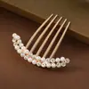 Peine de cinco dientes inserto peine cabeza de bola artefacto para recogidos pasador de perlas pasador temperamento simple estilo antiguo accesorios para el cabello tocado para mujeres