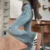 Pantalones acampanados para mujer, ajustados, con flecos, largos, 2024, nuevo otoño, cintura alta, talla grande, mezclilla clara, microcampana