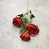 Rosa Austin de 3 cabezas, rosa artificial, rosa de té, decoración para salón de bodas, arreglo floral falso, flor artificial de comercio exterior