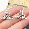 Accesorios para Joyería DIY Notas Musicales Guitarra Colgante de Aleación Vintage Antiguo Plata Llavero Pendientes Collar Dijes Pequeños
