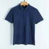 Camisa Polo Personalizada de Algodão Mercerizado com Amônia Líquida Frente e Verso Camiseta Masculina de Algodão Pima Manga Curta Business Polo Masculino de Alta Qualidade