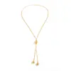 Collar de cuentas transfronterizo europeo y americano elegante en estilo minimalista, cadena de hueso de serpiente ajustable simple con borla en forma de Y