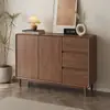 Armário de Cozinha Integrado Moderno Simples Montado na Parede Estrutura de Madeira Maciça Novo Estilo Chinês Cor de Noz Armário de Armazenamento para Sala de Estar
