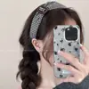 Diadema de Botones a Cuadros para Uso Diario para Mujeres 2025 Nueva Retro Blanco y Negro Cuadros Pinza Versátil para Lavarse la Cara Presionador de Cabello Diadema