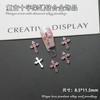 Arte de Unhas Vermelho Cibernético Cruz Liga Joia Rosa Super Brilhante Cheio de Diamantes Prata Vintage Unhas Croheart