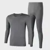 Ropa de otoño traje ropa interior térmica para hombre cuello redondo fino ajustado talla grande suéter base pantalones largos para hombre