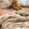 Juego de Cuatro Piezas de Gasa de Algodón de Doble Capa Grado Materno e Infantil, Funda de Edredón de Gasa de Algodón Puro, Sábana de Algodón Puro Juego de Tres Piezas para Dormitorio