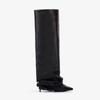 2024 Calças de Comércio Exterior Botas Botas de Salto Alto Botas Femininas Europeias e Americanas Hot Girls Botas de Cano Alto Pontiagudas Calças de Couro Envernizado Preto