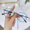Novos Óculos Poligonais Anti-Luz Azul para Homens, Armação Octogonal de Metal da Moda Lentes Planas, Óculos de Miopia Prontos para Estudantes