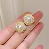 Brincos Estilo Coreano Cao Shi com Strass e Pérolas Artificiais, Acessórios Elegantes para Trajes Formais, Joias Classudas e Luxuosas para o Dia a Dia