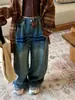 Pantalones de mezclilla anchos tipo "Dad" holgados para niños Yuyu Princess, unisex, retro americano, desgastados, arrugados, lavados, de pierna ancha