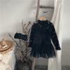 [Agotado, Sin Reposición] Traje de Baño de Verano para Niñas Estilo Coreano Negro con Encaje Traje de Baño de una Pieza con Gorro de Baño para Niñas