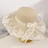 Sombrero de Sol de Verano para Mujer, Estilo Pastoral, Ala Ancha, Sombrero Tipo Cuenca Anti-UV, Para Viajes al Aire Libre, Sombrero de Playa para el Mar