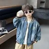 Q09 Chaqueta de Béisbol de Mezclilla de Otoño para Niños, Chaqueta de Moda Nueva para Niños, Ropa Informal para Niños