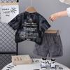 Sombrero de verano para niño, traje de manga corta, ropa infantil de estilo occidental, 2025, nueva ropa infantil fina de verano de moda.