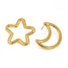 Design silencioso senso de luxo leve alta qualidade ouro 18K aço inoxidável estrela lua brincos brincos aço inoxidável joias atacado