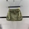 Verano 2025 Nuevo de Moda Chica Caliente Bolsillo Grande Cargo Con Cordones Mezclilla Midi Falda Pantalón Ceñido a la Cadera Línea A Mini Falda Tendencia