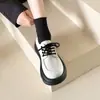 Sapatos de Couro Plataforma Brancos Estilo Britânico Estilo Academia 2025 Sola Grossa Retrô Estilo Hepburn Jk Mocassins Sapatos Mary Jane para Mulheres