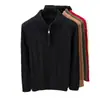 Suéter Nuevo para Hombre de Otoño e Invierno con Cuello Semi Alto, Pulóver con Cremallera, Marca de Moda, Camisa Base de Punto de Alta Calidad, Ropa para Hombre Jacquard