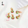 Contas Espaçadoras Antigas de Esmalte Dourado com os Caracteres para Felicidade e Bênção, Pingente de Selo, Acessórios para Joias de Pulseira Colar Feitos à Mão DIY