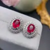 Novos Brincos de Rubi Queimado Boutique Cristal de Rubi Pedra Principal Super Limpa 6*8mm Prata S925 Seiko Cravejado