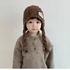 Gorro de Punto Trenzado Cálido para Otoño e Invierno para Niños, Gorro a Prueba de Viento con Protección para las Orejas, Lindo Gorro de Lana para Niños y Niñas, Estilo Retro Elegante