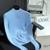 Yangzi Hilo 100% Lana Merino Sin Costuras Ajustado Cuello Alto Mangas Largas Tejido Suéter Básico para Mujer Otoño G111210