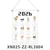 Calendario de Año Nuevo 2026 Bandera Colgante Decoración de Pared de Dormitorio Tela de Fondo Tela de Fondo Colgante de Pared de Tela Oxford con Palo de Madera Cordón