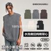 230g Camiseta Regata de Basquete Lavada Masculina Verão Algodão Solto Esportes Fitness Regata Masculina Verão
