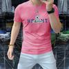Nueva camiseta de manga corta de moda europea para hombre, verano, textura de seda, alta gama, con pedrería en relieve, camiseta casual de media manga