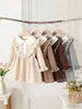 INS Explosiones Vestido Largo de Punto para Niños Niñas Primavera Otoño e Invierno Cuello Solapa Vestido de Punto Manga Larga Vestido de Princesa Vestido Largo