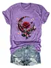 Amazon eBay Estación Independiente Moda Casual Temperamento Dama Rosa Roja Mariposa Luna Colorido Algodón Manga Corta Camiseta