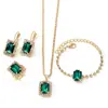 Moda europeia e americana redonda colar de cristal brincos anel pulseira terno venda quente acessórios de noiva atacado gema garra cadeia