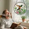 Colgante de Vidrio de Colores Colibrí Lirio Adorno de Vidrio para el Hogar Decoración de Ventana Atrapasoles para el Jardín