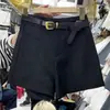 Moda Vintage Shorts de Cintura Alta Temperamento Feminino 2025 Primavera e Verão Nova Moda Emagrecimento Versátil Cintura Alta Corte A Casual Perna Larga