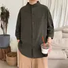 Verano ins Camisa Retro de Manga Corta de Color Sólido para Hombre Estilo Hong Kong Holgada Simple Color Sólido Ropa de Pareja Camisa de Moda de Siete Mangas