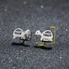 Brincos Minimalistas Europeus e Americanos em Aço Inoxidável com Formato de Coração, Flor, Animal Coelho para Mulheres, Acessórios de Orelha Geométricos Estilosos