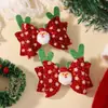 Set de Pinzas Navideñas Más Vendidas Transfronterizas Moño de Fiesta Cuernos Grandes Brillo Accesorios para el Cabello de Niños 4765