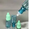 Em Estoque Azul Transparente Pet 10ml Frasco Gotador para Olho/Ouvido de Pet com Tampa de Segurança, Frasco Reagente, Tinta de Carimbo, Frasco Gotador para Tinta Guache Colorida