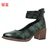 Liu Fu 2026 Amazon Shopee Estação Independente Comércio Exterior Europeu e Americano Retrô 36-42 Tamanho Grande Salto Grosso Zíper Traseiro Sapatos