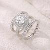 Anillo de tres piezas con circonita y diamante transfronterizo, chapado en cobre, platino, nicho, resistente a la decoloración, para mujer, gran oferta europea y americana.