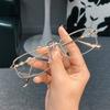 Gafas de miopía de media montura para hombre, combinables con todo, montura dorada, de alta definición, planas y antiluz azul, ultraligeras para hombres y mujeres.