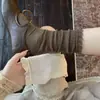 Calcetines color marrón melardo, calcetines de media pantorrilla para mujer, ribete de encaje para primavera y otoño, estilo japonés y coreano, combinados con zapatos pequeños de cuero, calcetines con volantes