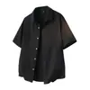 Nueva moda de verano lujo ligero estilo old money color liso lino transpirable simple para hombre cuello camisero manga corta casual