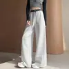 Calças largas de cintura alta color block estilo americano para mulheres, calças de moletom jogger banana para usar em duas direções no outono, calças esportivas versáteis de perna curva