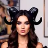Accesorios de Halloween Disfraz Cuernos de Oveja Simulación Diadema Cabeza de Diablo Oscuro Cosplay Headwear Fiesta Casa Embrujada Accesorios de Cuernos