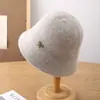 Chapéu de Pescador de Lã Estilo Japonês Feminino Outono e Inverno Estilo Coreano Chapéu Boina com Laço Chapéu de Balde Espesso Quente para Exterior Tendência